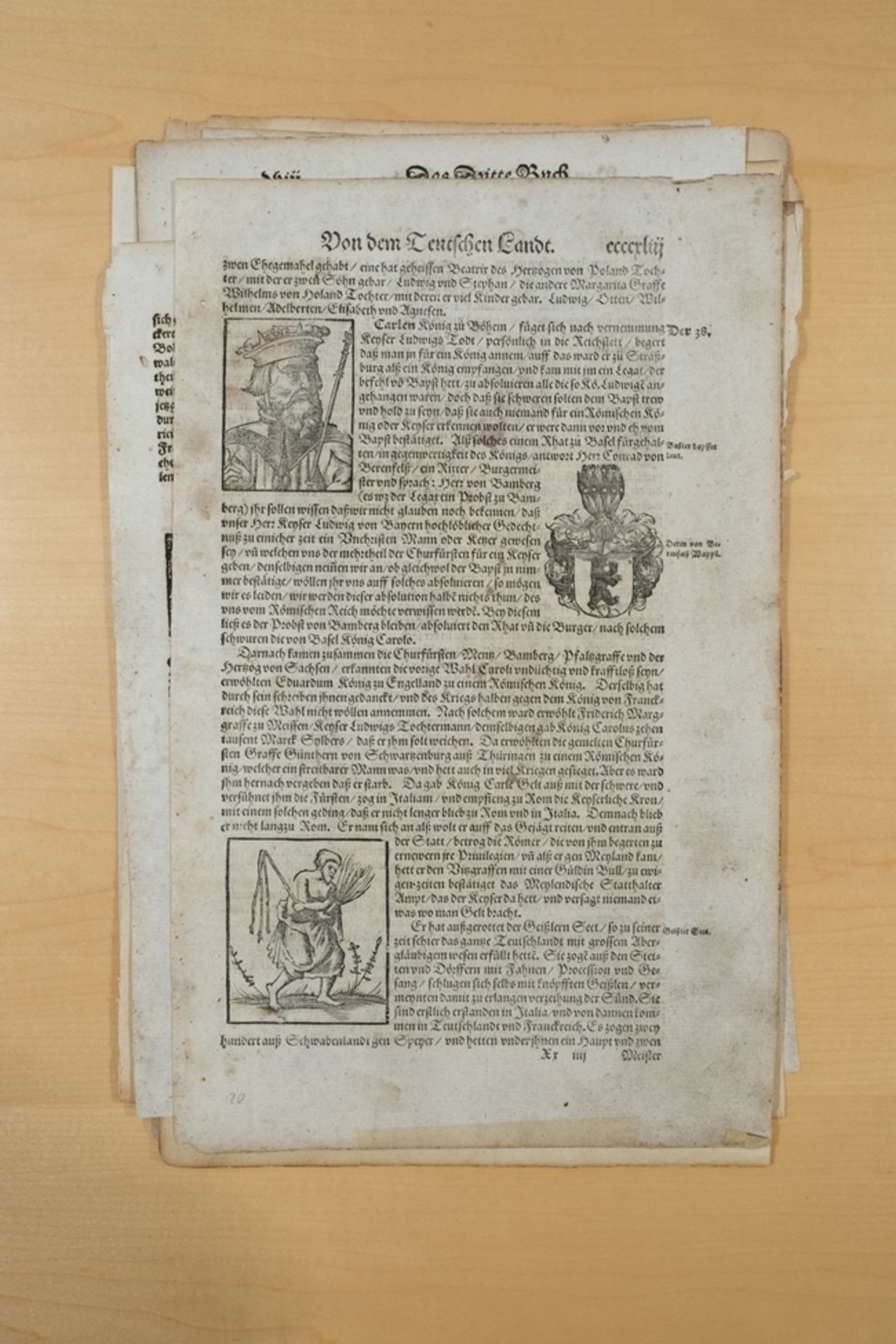 Münster, Sebastian (1488 - 1552), 16 Original-Blätter aus verschiedenen Werken. Seiten aus dem drit - Bild 13 aus 13