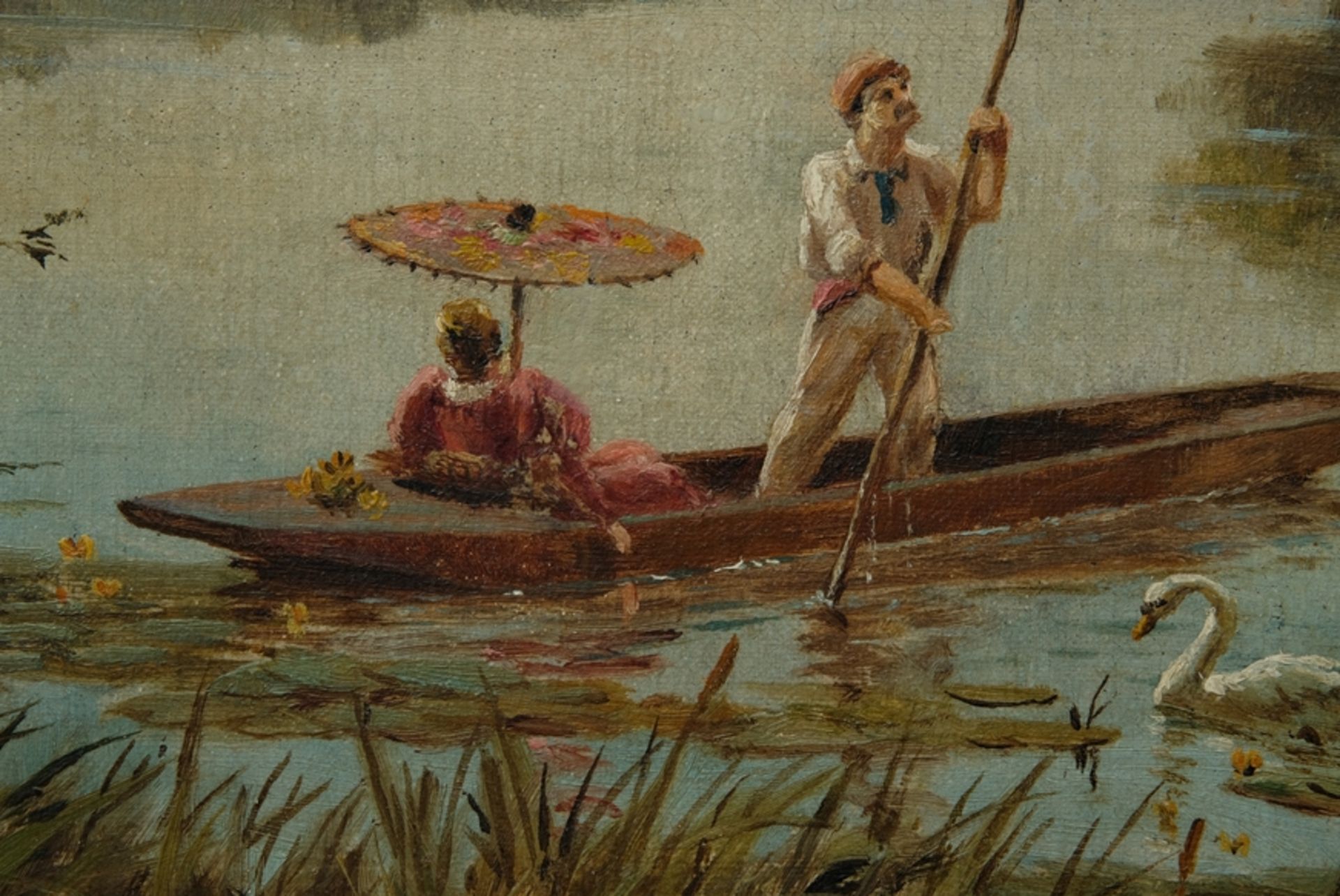 Wailis, Herbert, Couple floating in a punt, 1895, oil on canvas.  - Image 4 of 5