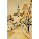 Pfeifer, Erwin (1862-1948) Stadttor, Feder und Aquarellfarben.