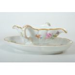 Nymphenburg sauce boat, gold decoration, floral pattern, hand-painted, length 26 cm, width 19 cm