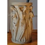 Two umbrella stands, made of plaster cast. Relief decoration, female figures, inspired by classical