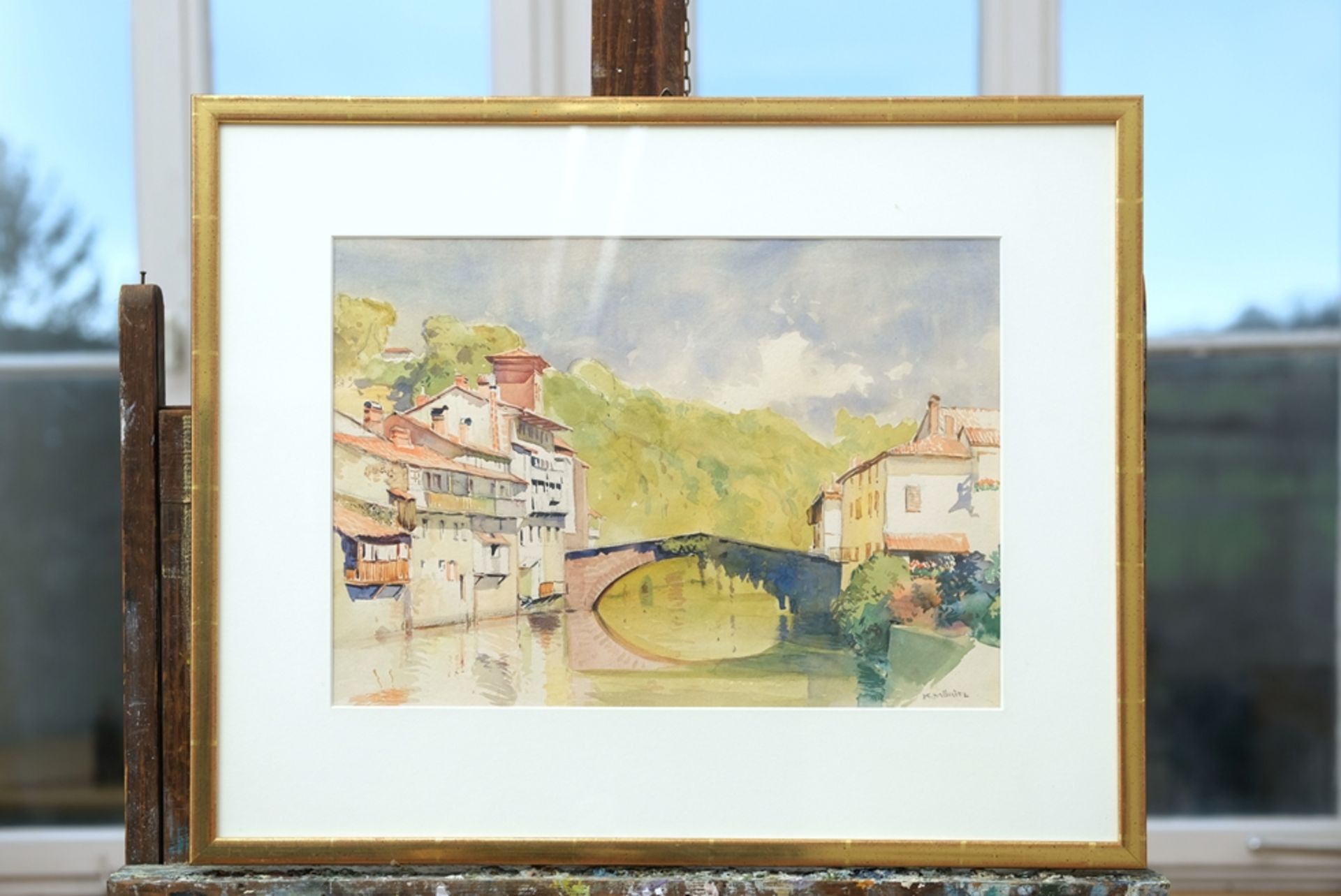 Möritz, Karl (1896-1963) "Römerbrücke bei Jean Pied de Port", 1942, watercolour over pencil on pape - Image 2 of 4