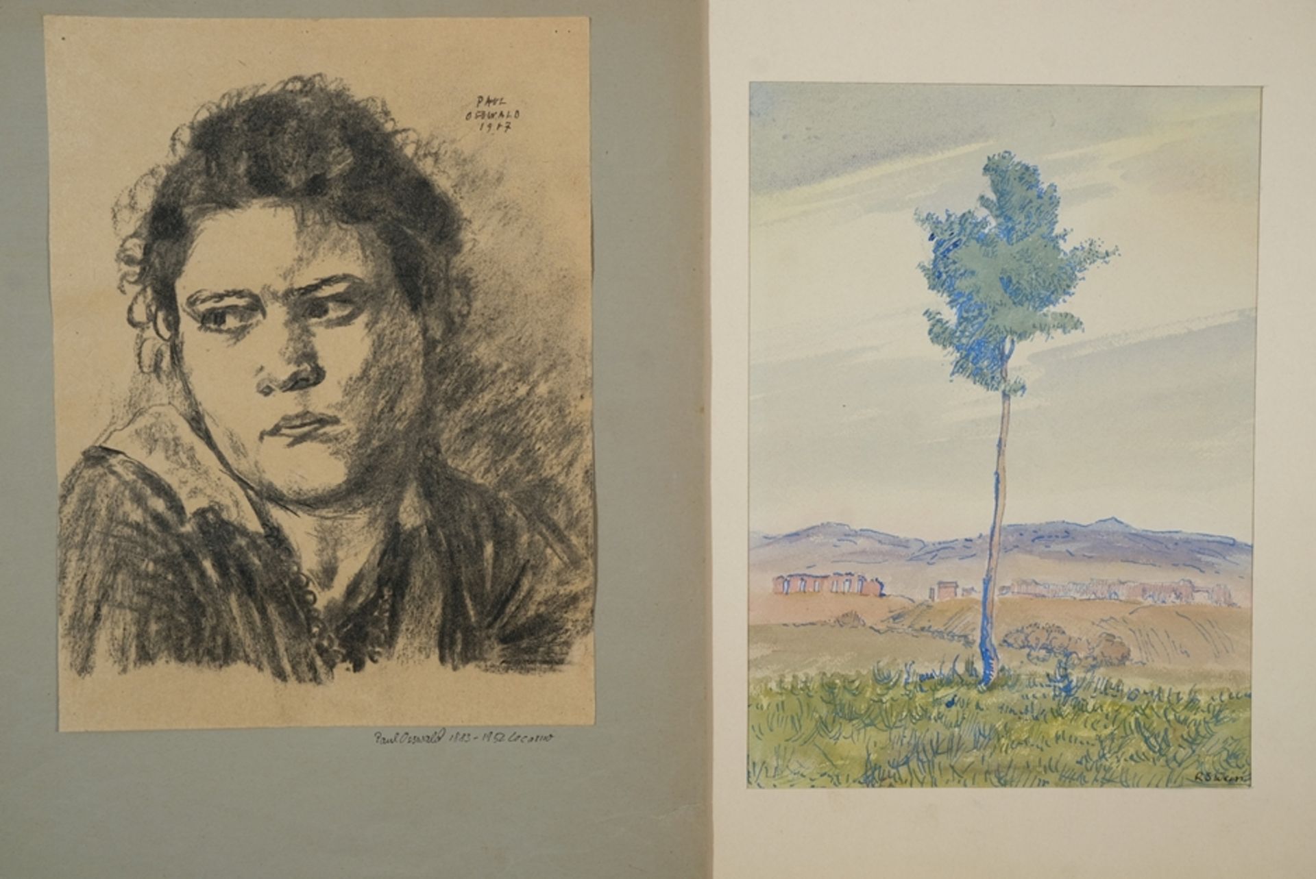 Osswald, Paul (1883-1952) and(1883-1952) and Weiss, Richard Salomon (1816-1910), charcoal drawing a