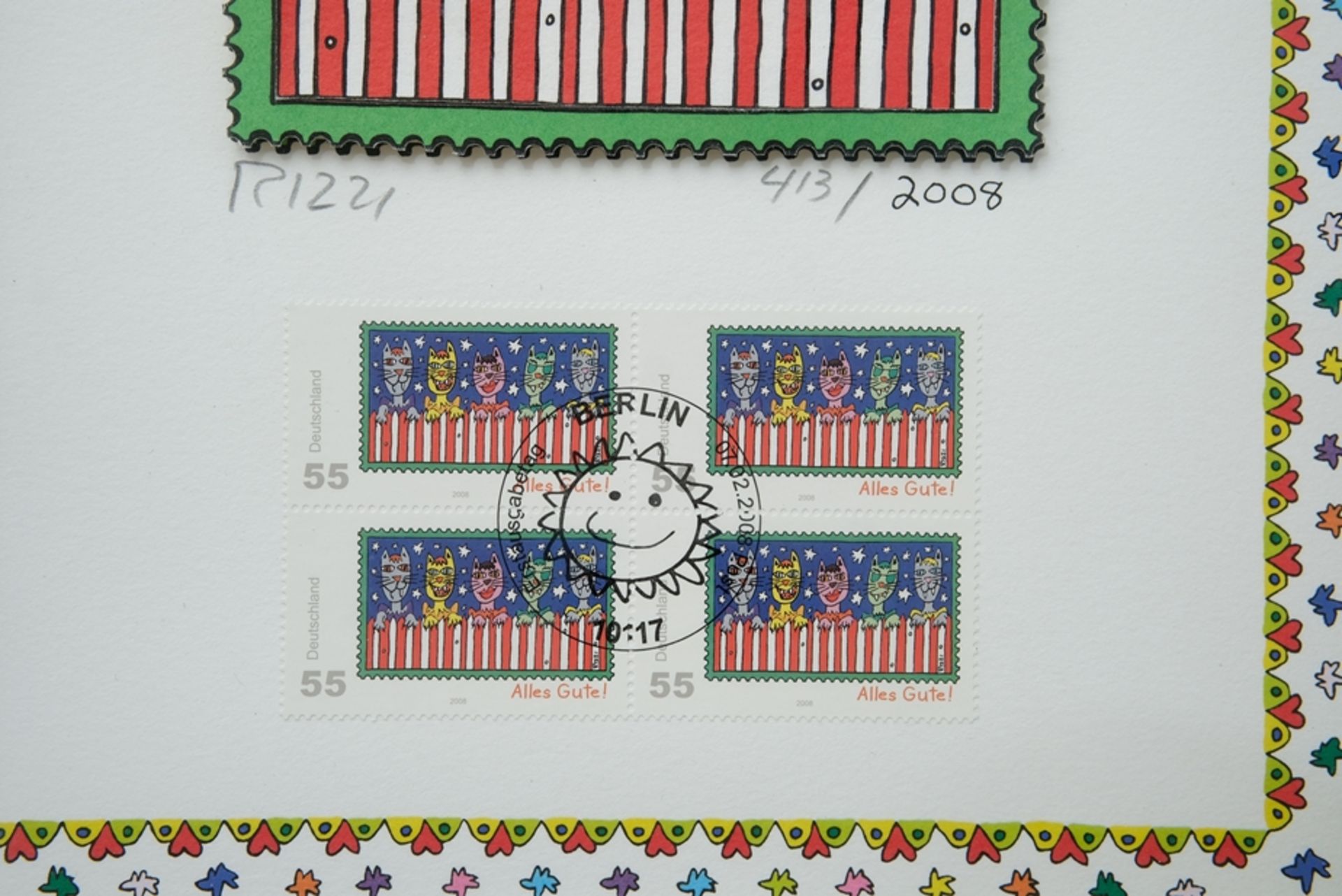 Rizzi, James (1950-2011) "Alles Gute! - Katzen", Briefmarken Sonderedition 2008. 3D-Grafik, darunte - Bild 3 aus 4