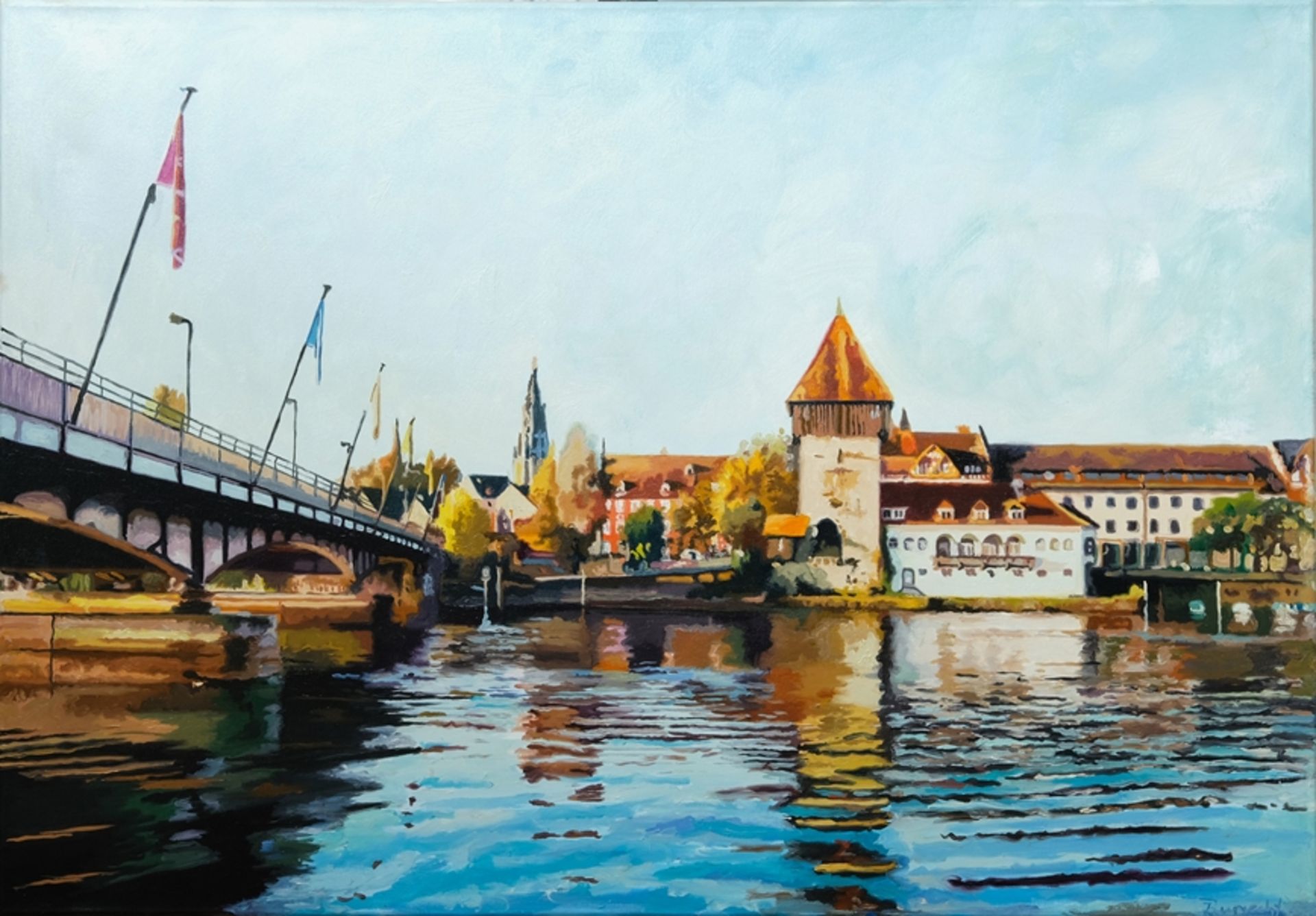 Ruprecht, Jürgen (born 1957) Rheintorturm und Webersteig, 2022, oil on canvas.