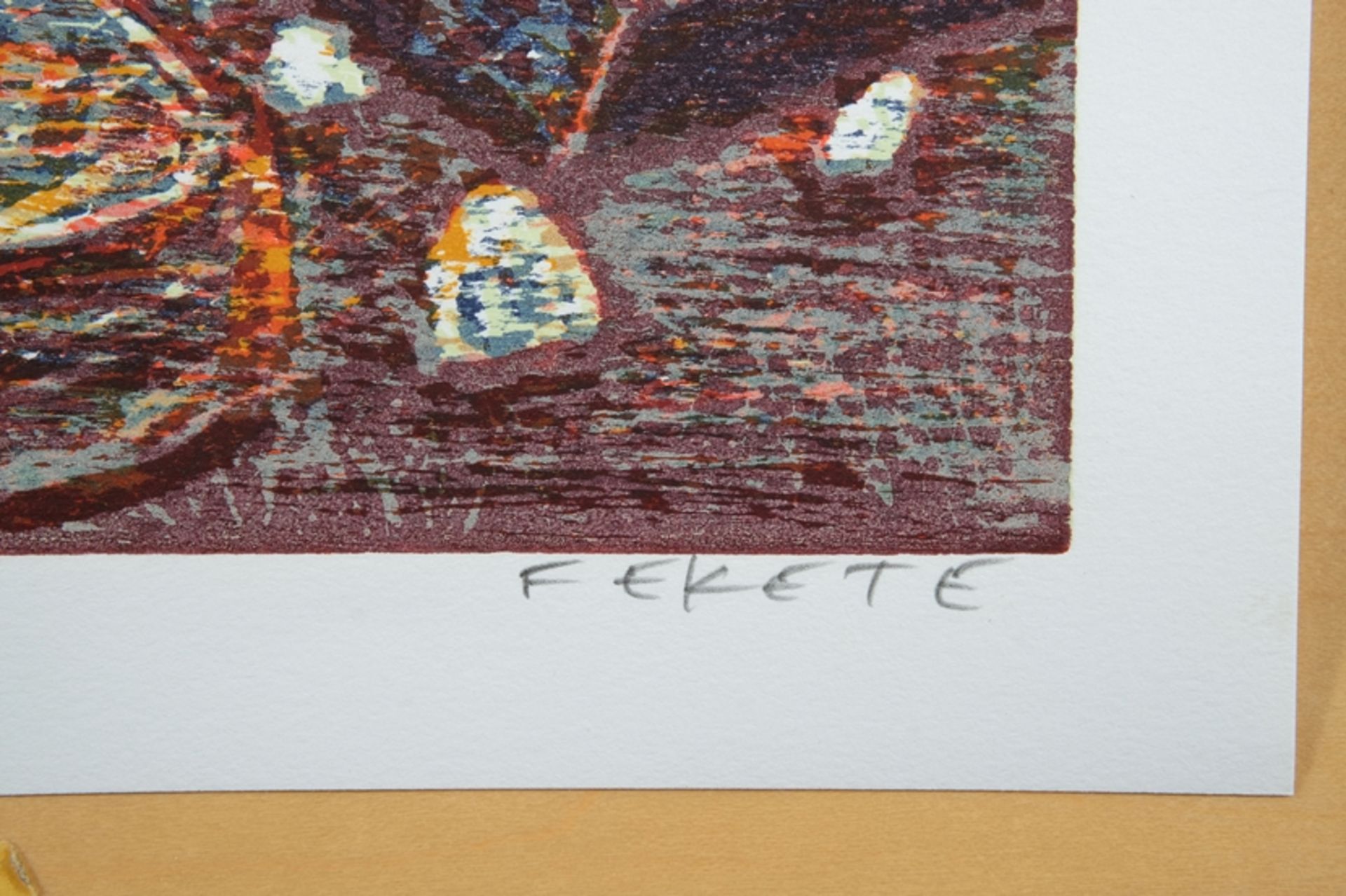 Fekete, Esteban (1924-2009) Landscape, colour woodcut. - Image 3 of 4