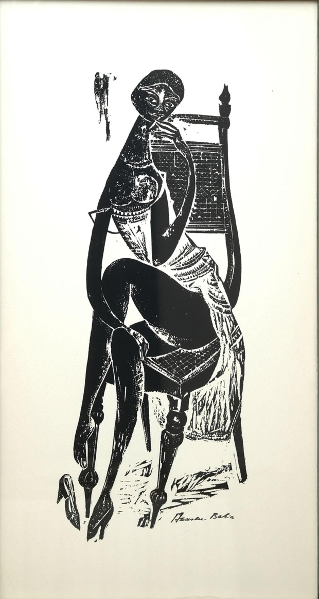 Hansen-Bahia, Karl Heinz (1915 - 1978), Frauenakt, no year, woodcut.