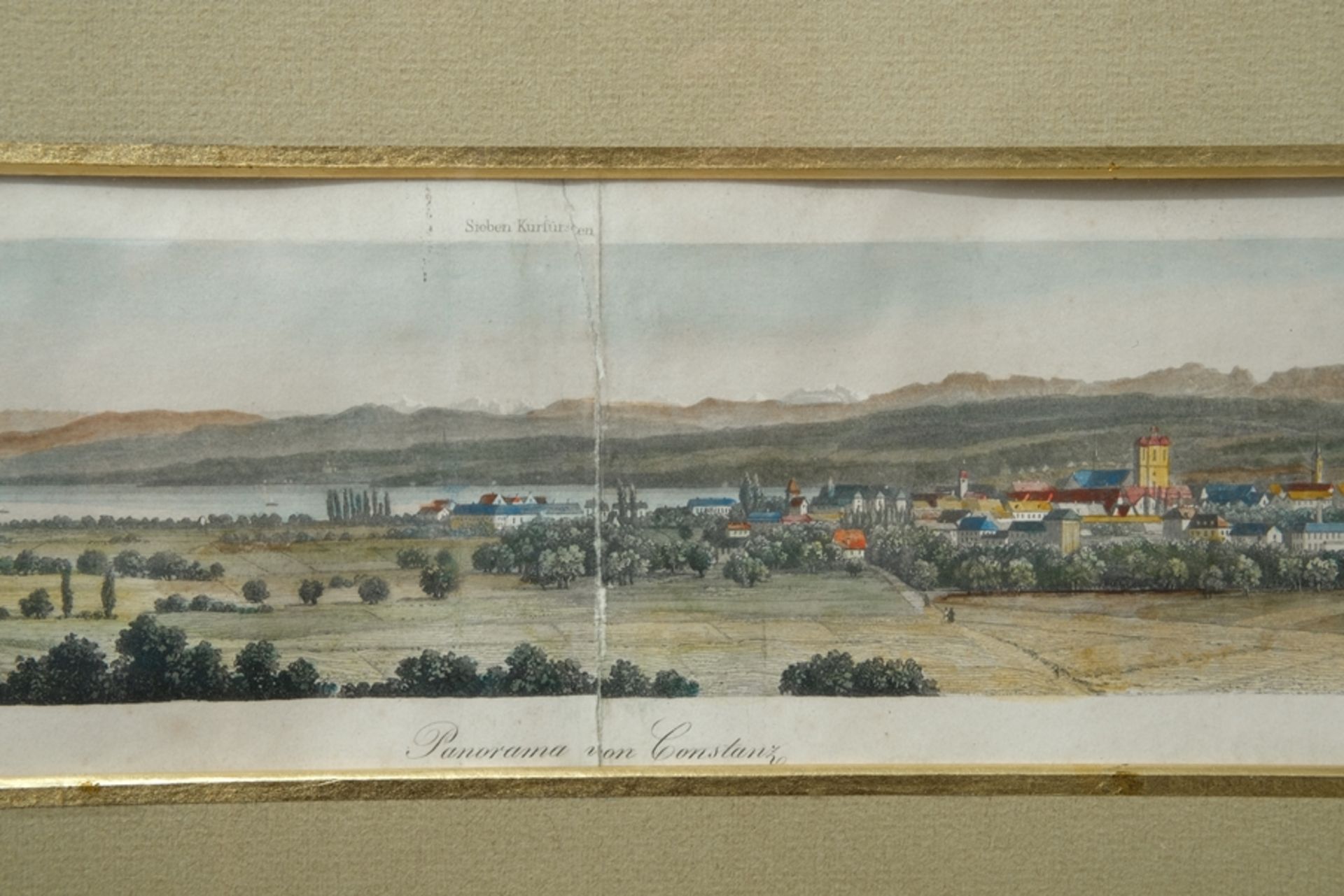 "Panorama von Konstanz", kolorierte Lithographie. Gestochen von "Ruff". Mittig gefalzt und leicht a - Bild 5 aus 6