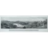 Rhine Falls "Panorama de la Chute du Rhin", 1850, steel engraving. Rhine Falls with Laufen Castle. 