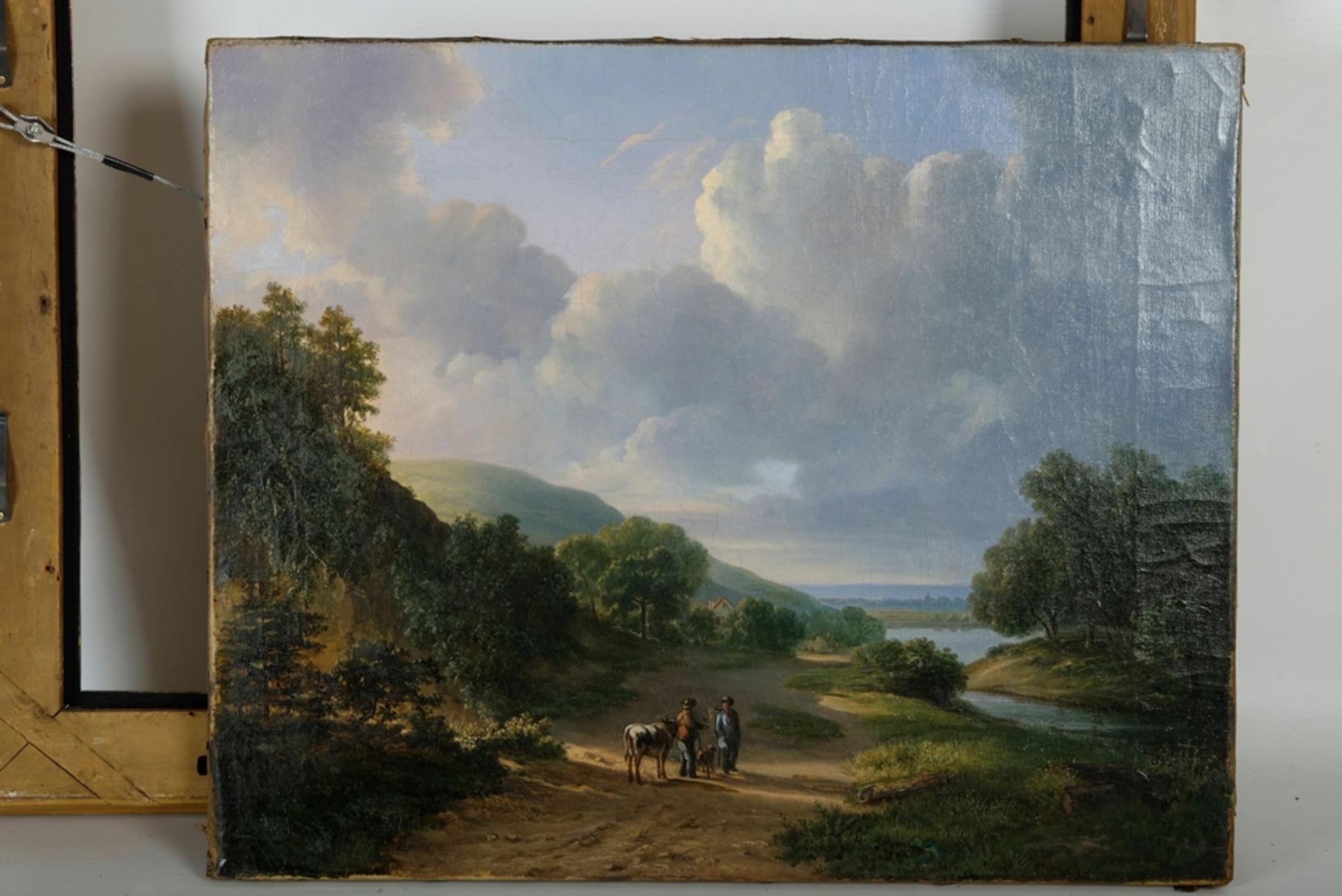 Kruseman, Frederik Marianus (1816-1882), Landschaft mit zwei Bauern, Öl auf Leinwand. signiert.  - Bild 5 aus 13