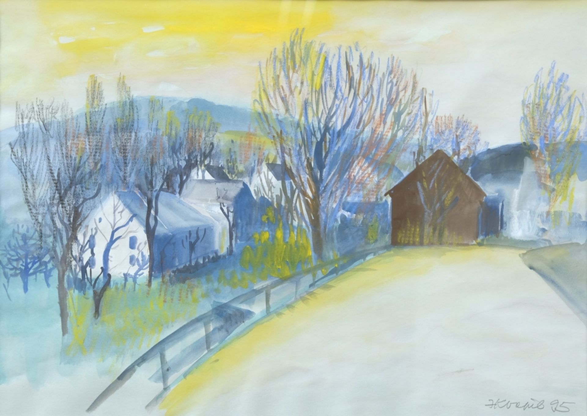 Kvapil, Boleslav (1934-2017) Utenhofen (Randen), 1995, Aquarell/Kreide auf Papier.