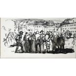 Lochmann, Hans (1912-1953) Rally, no year, pen and ink drawing/mixed media.