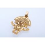 Pendant with African figure, length 4 cm, 750 yellow gold, hallmarked, 8 g