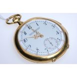 Patek Philippe pocket watch 18ct, 750 yellow gold case, monogrammed back, back cover with mark and 