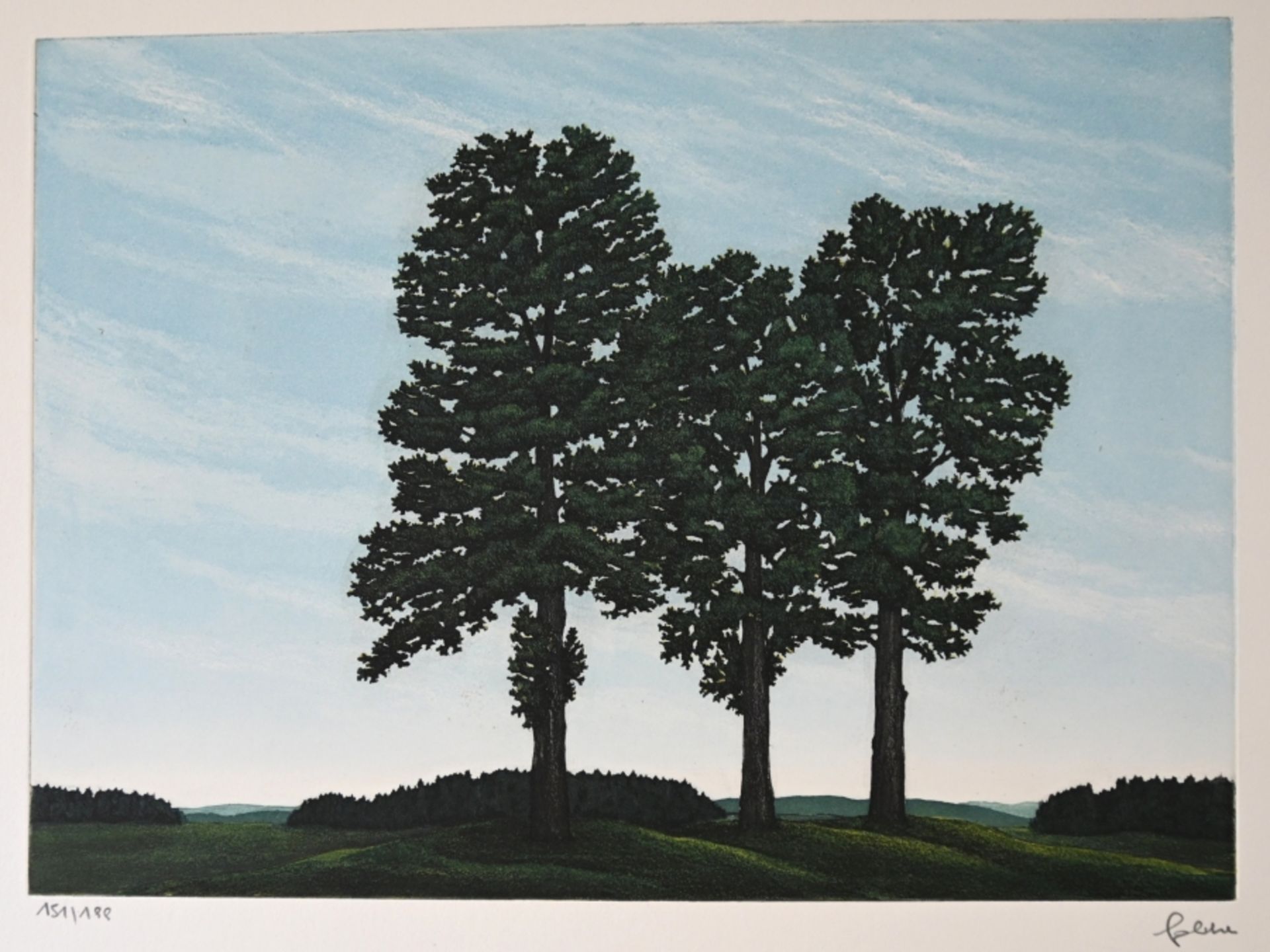 Politzer, Franz (born 1950) Three Trees, no year, colour etching.