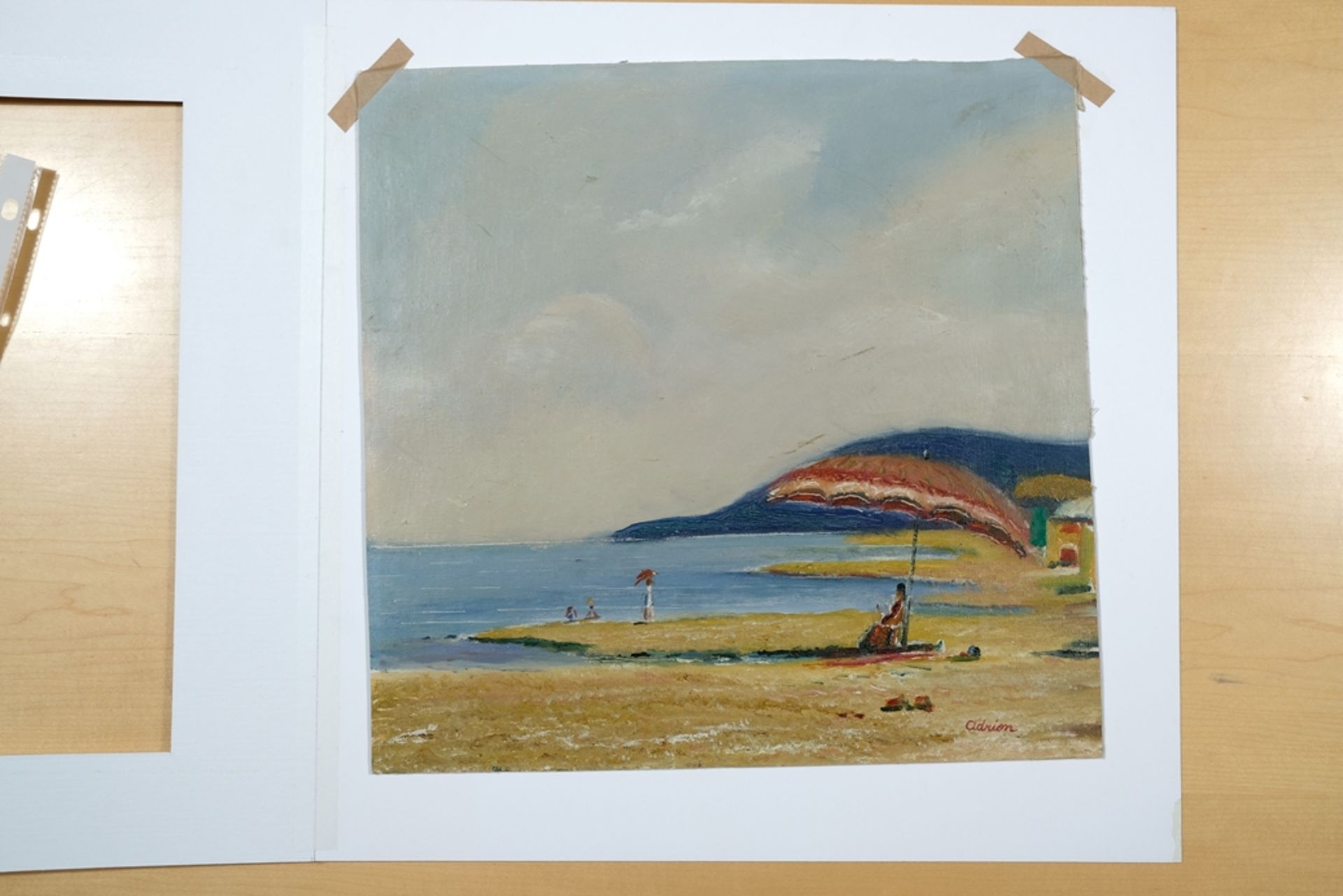 Adrion, Lucien (1889-1953)Beach motif, oil on panel.  - Image 2 of 3