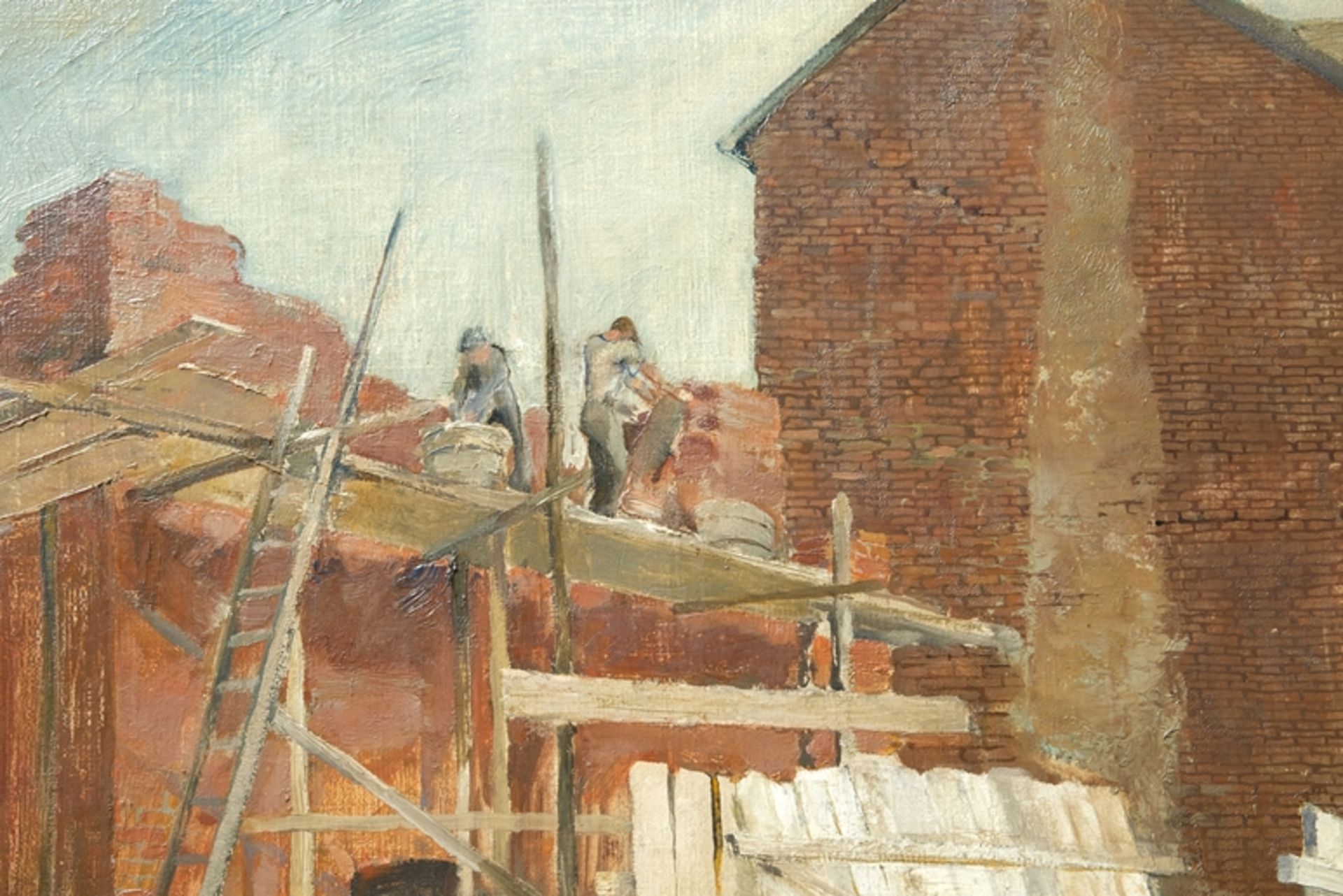 Reetz, Willy (1892-1963) At the building site, oil on canvas. - Image 5 of 6