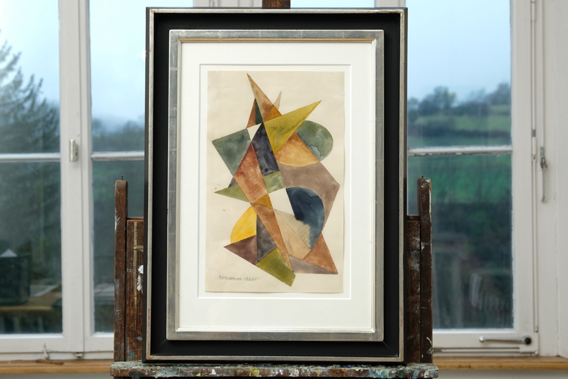 Luciskin, Sergej A. (1902-1989) Abstrakte Komposition, 1923, Aquarell in warmen Erd- und Grüntönen. - Bild 2 aus 5