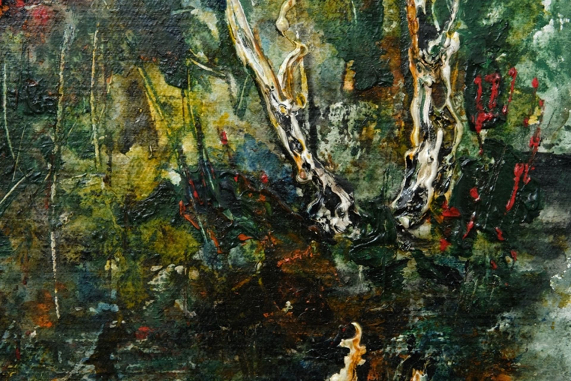 Zverev, Anatolij (1931-1986) Birches on the water 1984, mixed media on cardboard.  - Image 3 of 4