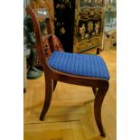 Four chairs with blue upholstery, mahogany, 20th century, beautiful mahogany chairs with blue seat 