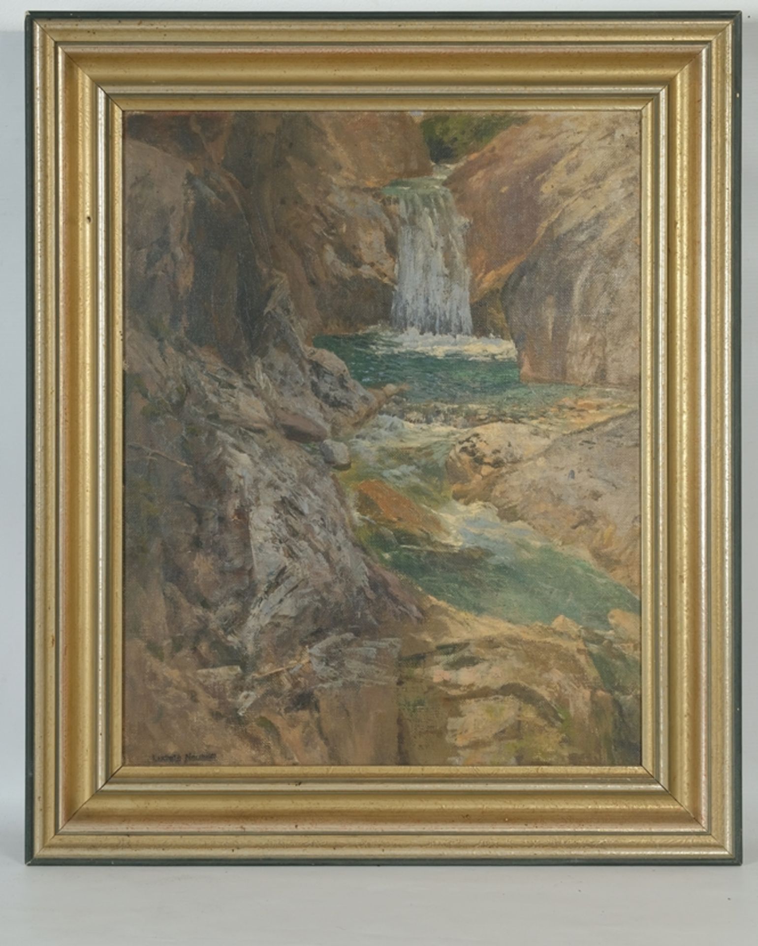 Neuhoff, Ludwig Ferdinand (1870-1905) zugeschrieben Almbachklamm, Öl auf Malkarton.  - Bild 2 aus 4