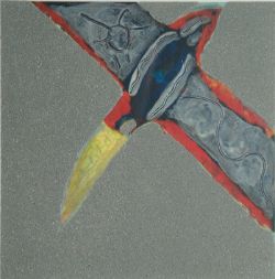 Dörflinger, Johannes (geb. Konstanz 1941) "Flugzeug/Rakete", Farblithographie, Part aus Triptychon,