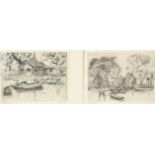 Barrymore, Lionel (1878-1954) "Point Pleasant" and "Old Bank", no year, two lithographs.