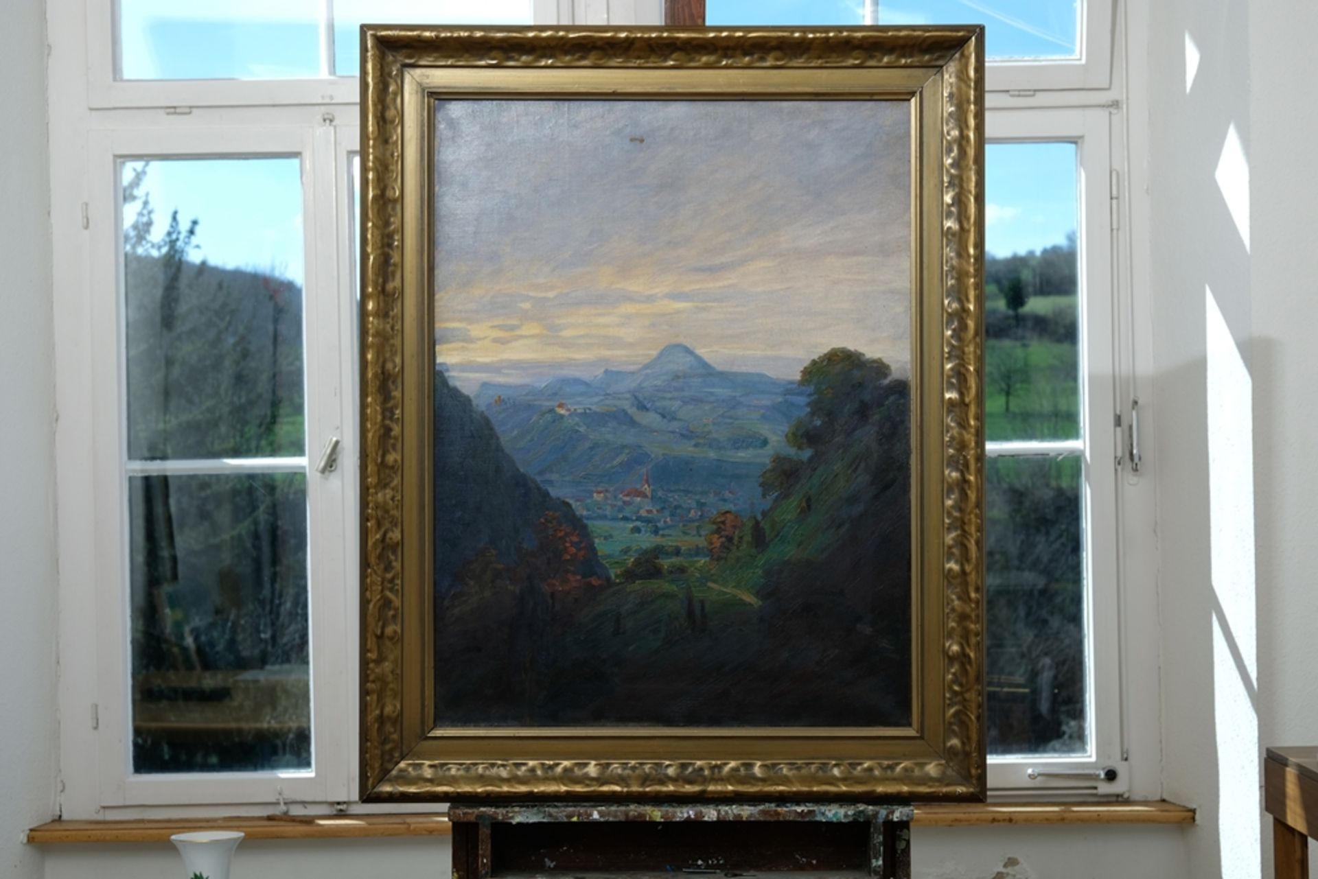 Edelmann (20th century) View of the Hohenstaufen, no year, oil on canvas. - Image 2 of 6