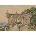 Wüst, Carl,, Gate of Höhentübingen Castle, watercolour. 