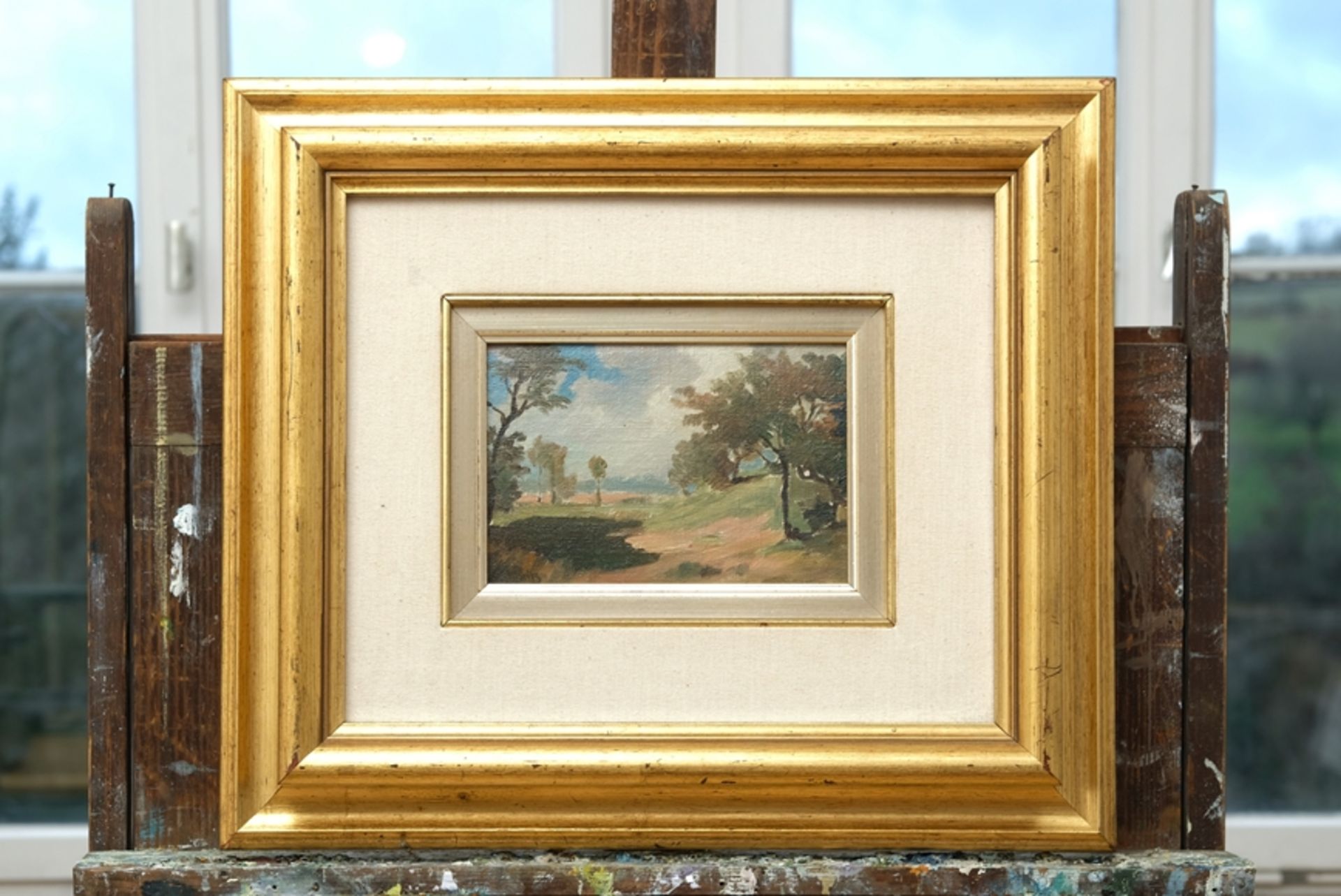 Möritz, Carl (20th century) Landscape, oil on cardboard-covered canvas.  - Image 2 of 4