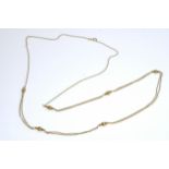 Feine lange Kette, mit kleinen Perlen, Gelbgold 333, Länge 80 cm, 5,89g