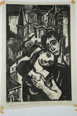 Hiszpanska-Neumann, Maria (1917-1980) "Prowincja I", 1958, Holzschnitt auf Seidenpapier. Exemplar 1