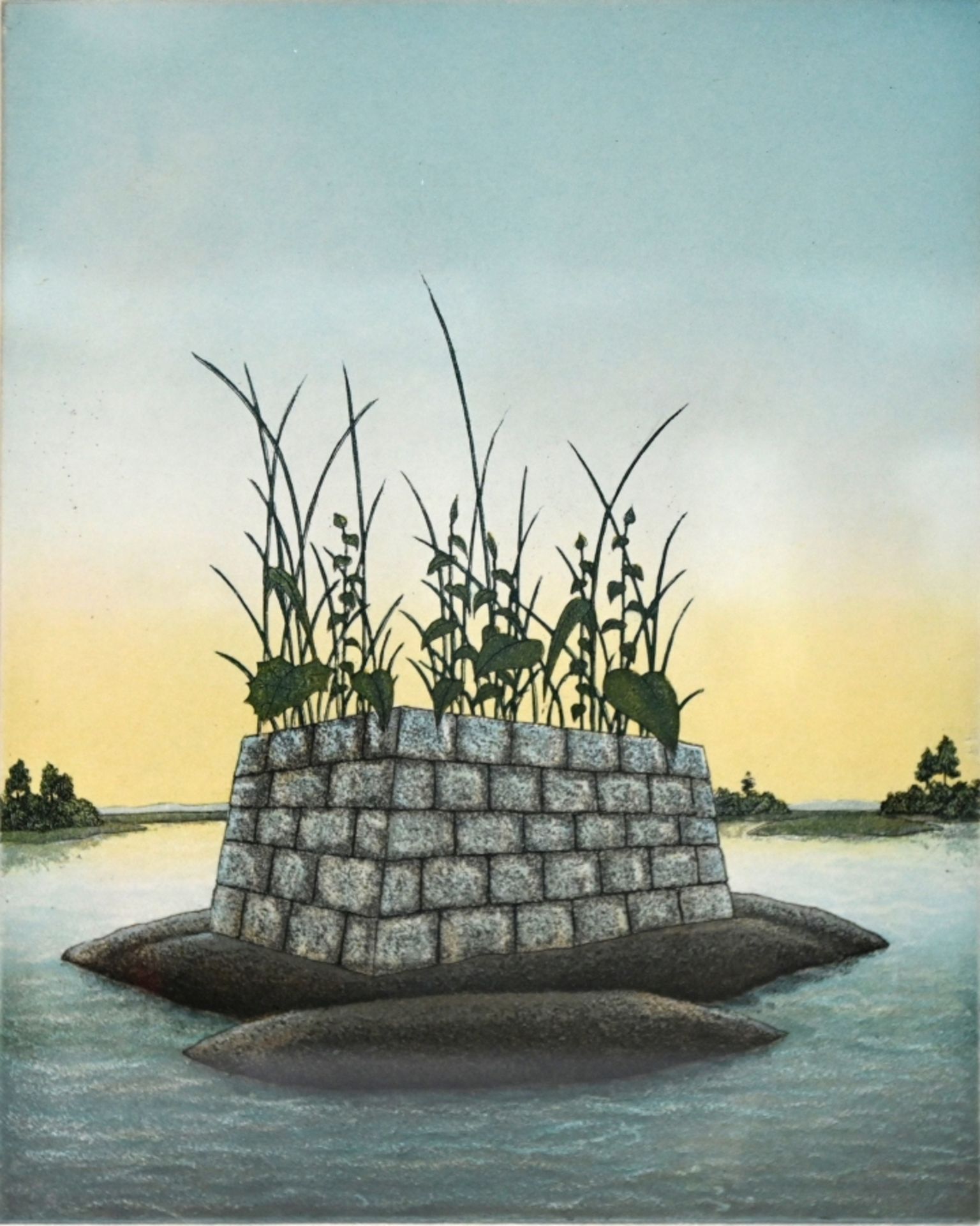 Politzer, Franz (born 1950) Einsame Insel, no year, colour etching.