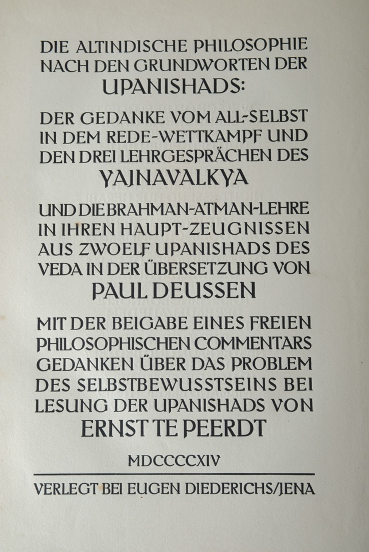 Diederichs, Eugen (ed.) "Die Grundworte des Indischen Monismus", from the Upanishads of the Veda, 1 - Image 3 of 7
