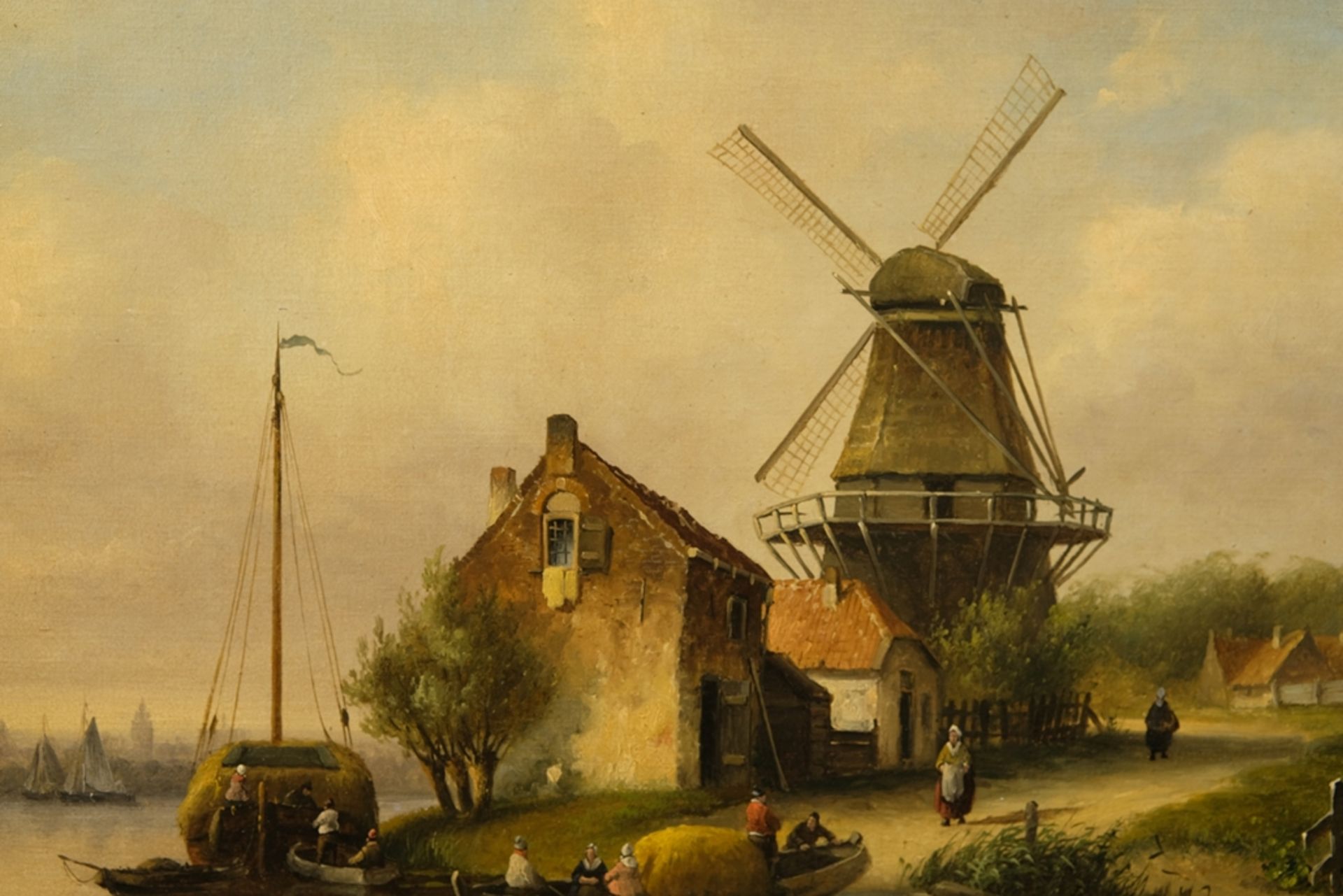 Spohler, Johannes Franciscus (1853-1923) Canal and Mill near Utrecht, no year, oil on canvas. - Image 4 of 7