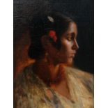 Klingemann, Hugo (1869-1942) zugeschrieben Frauenportrait, Öl auf Platte. Ölfarbe mit starkem Craqu