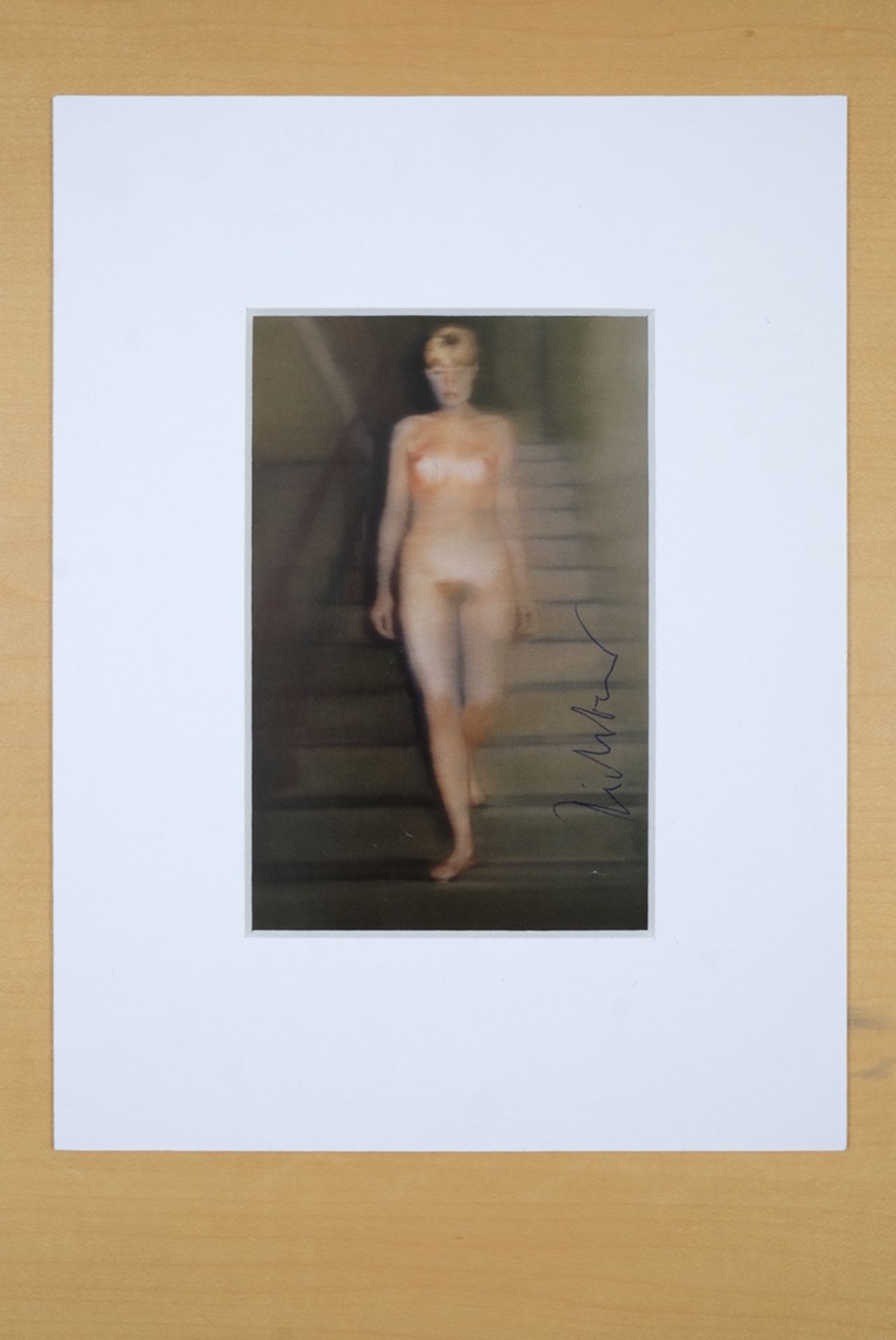 Richter, Gerhard (born 1932) "Ema - Akt auf einer Treppe", signed artist's postcard, after a painti - Image 2 of 3