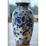 Regina Delft Blue vase, on shaft silver 835, punched. 