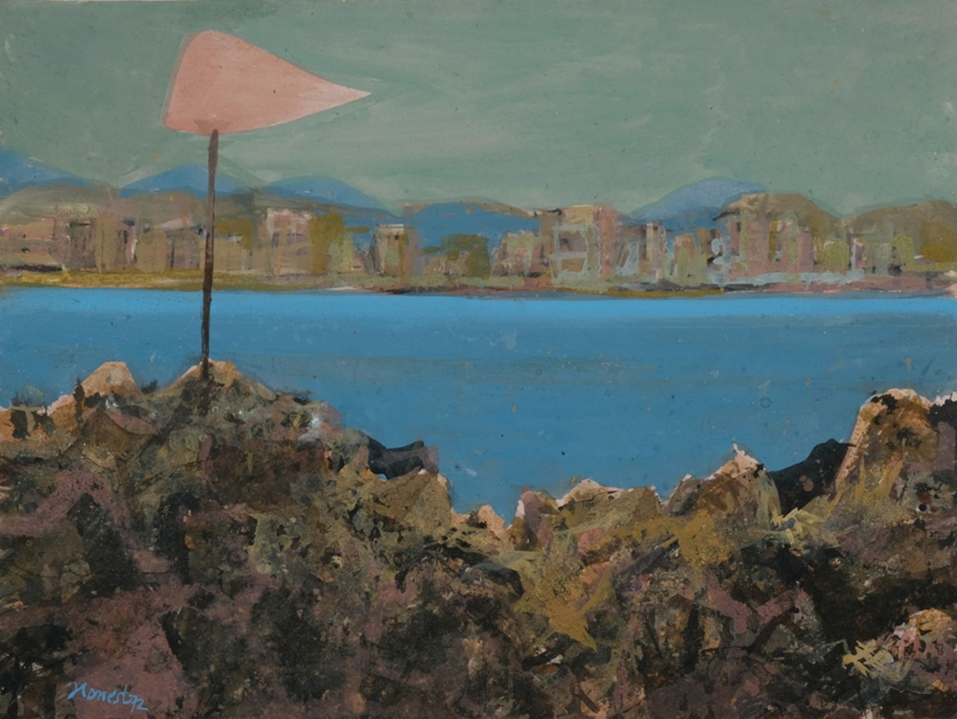 Schempp, Honest (1932-2019) "Blick auf Antibes" und "Camargue Strand", 1972, zwei Mischtechniken au