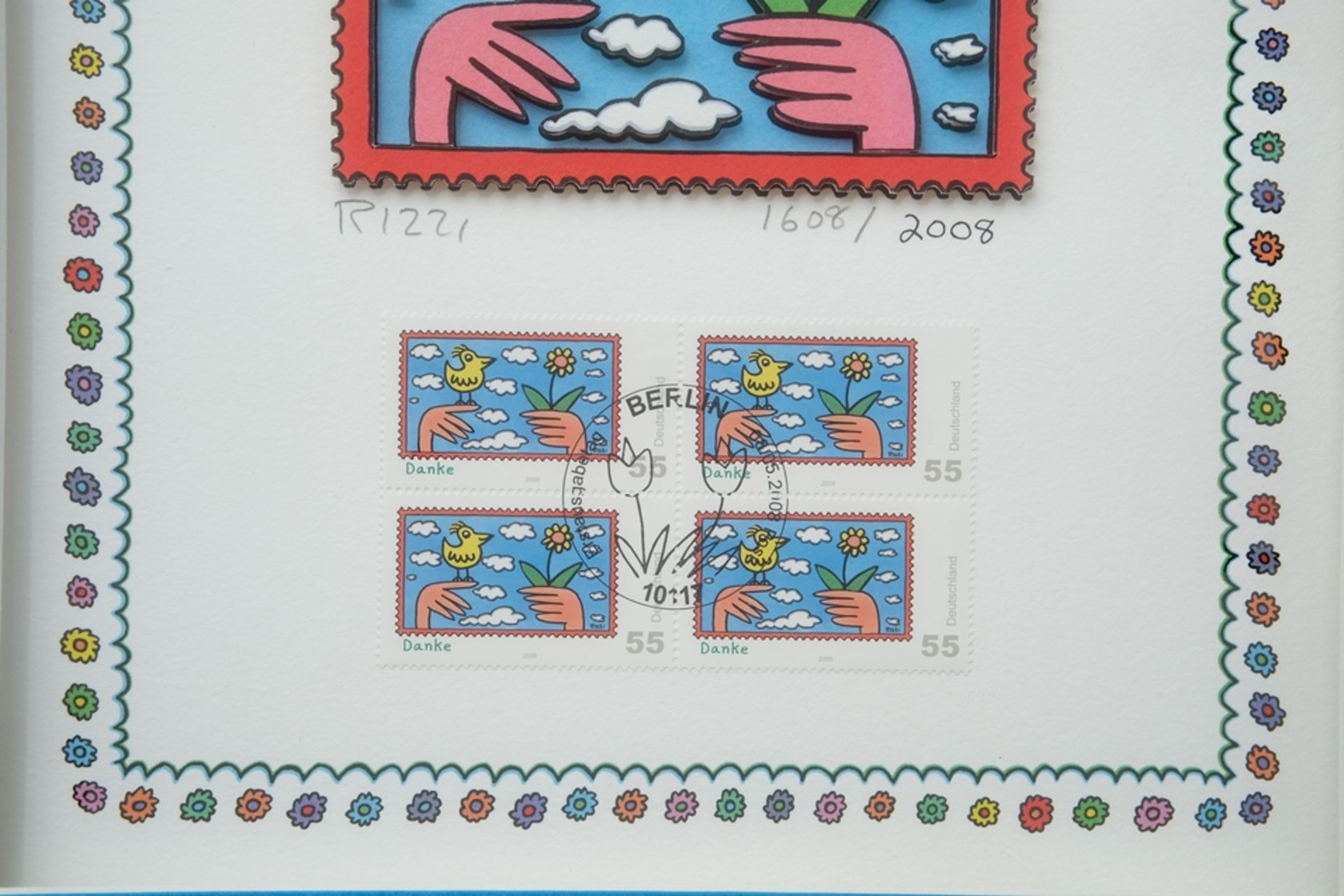 Rizzi, James (1950-2011) "Danke - Vogel", Briefmarken Sonderedition 2008. 3D-Grafik, darunter vier  - Bild 4 aus 5