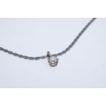Brilliant pendant on chain, brilliant-cut diamond 0.42 ct, w/p, weighed, 750 white gold setting, on