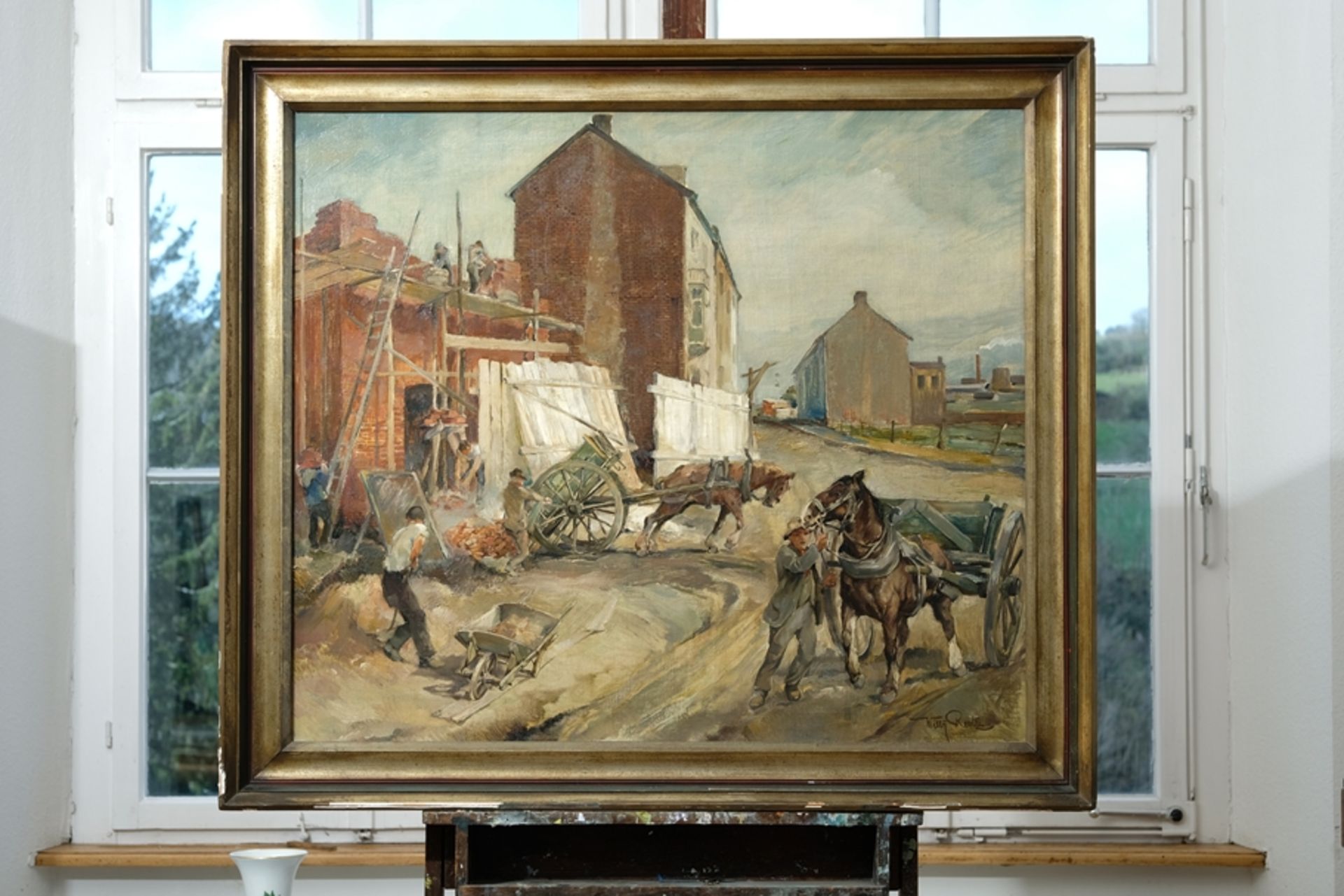 Reetz, Willy (1892-1963) At the building site, oil on canvas. - Image 2 of 6