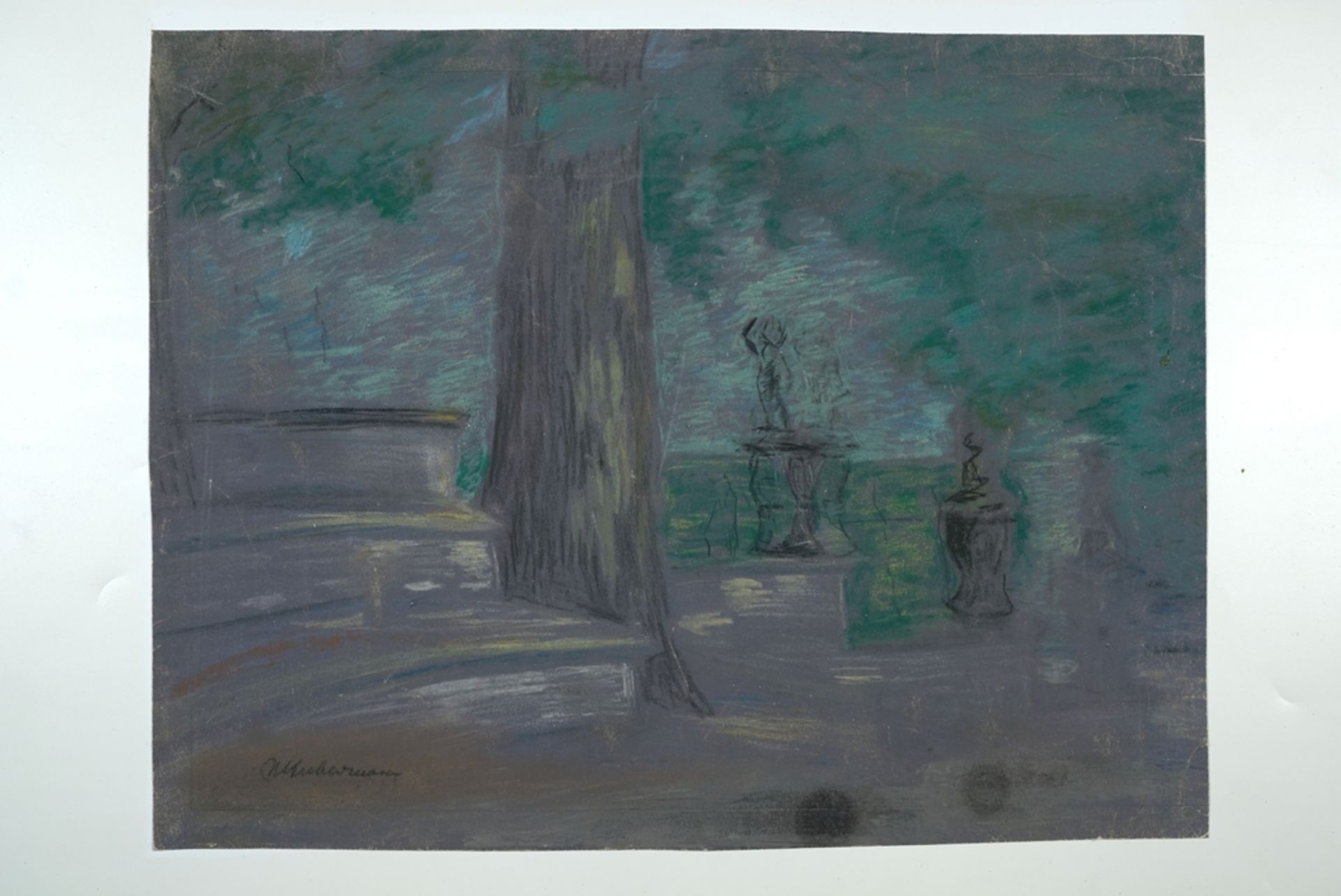 Liebermann, Max (1847-1935) View in a stately park, tempera charcoal study.