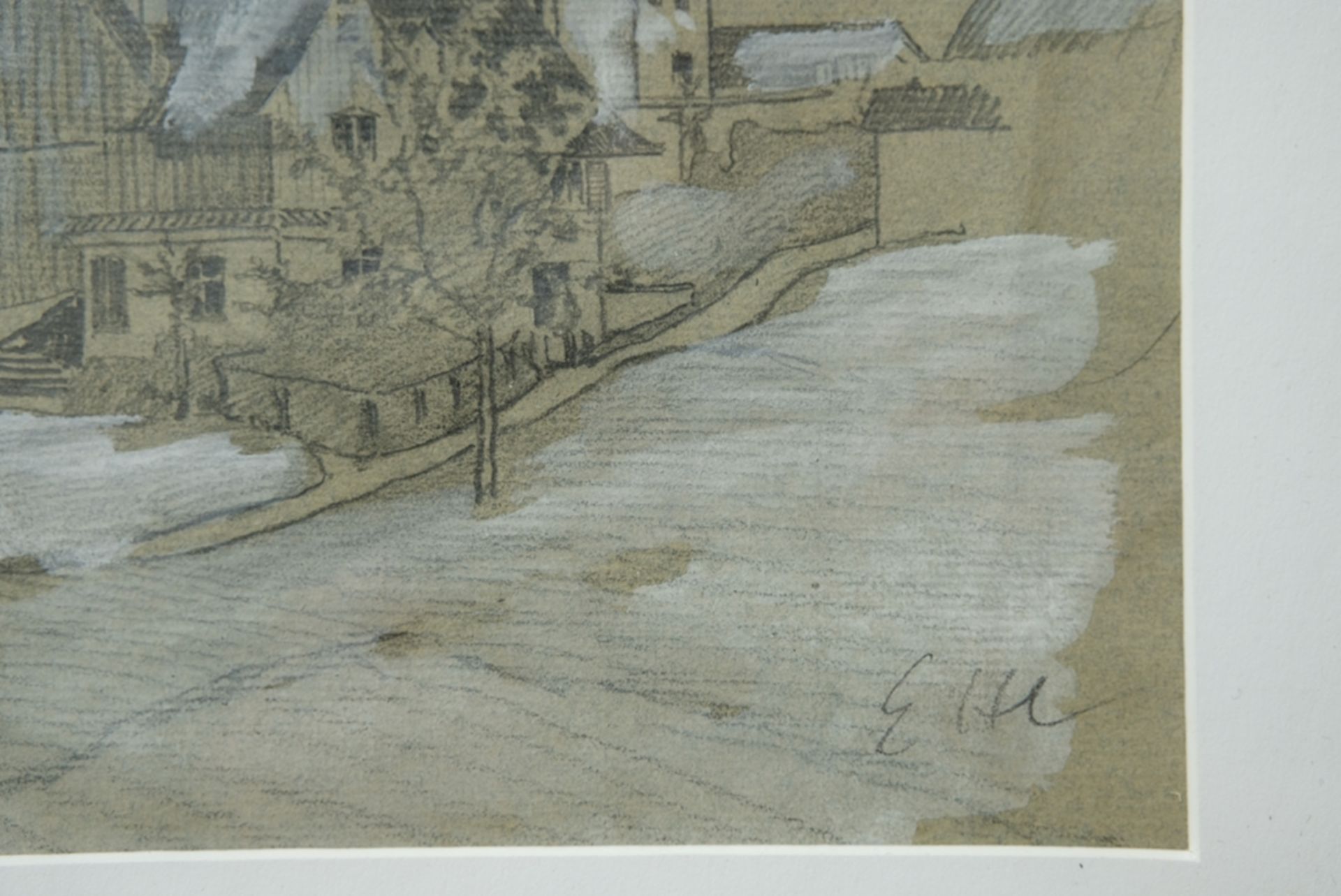 Compton, Edward Harrison (1881-1960) Snow-covered Church, drawing, no year. - Image 2 of 2