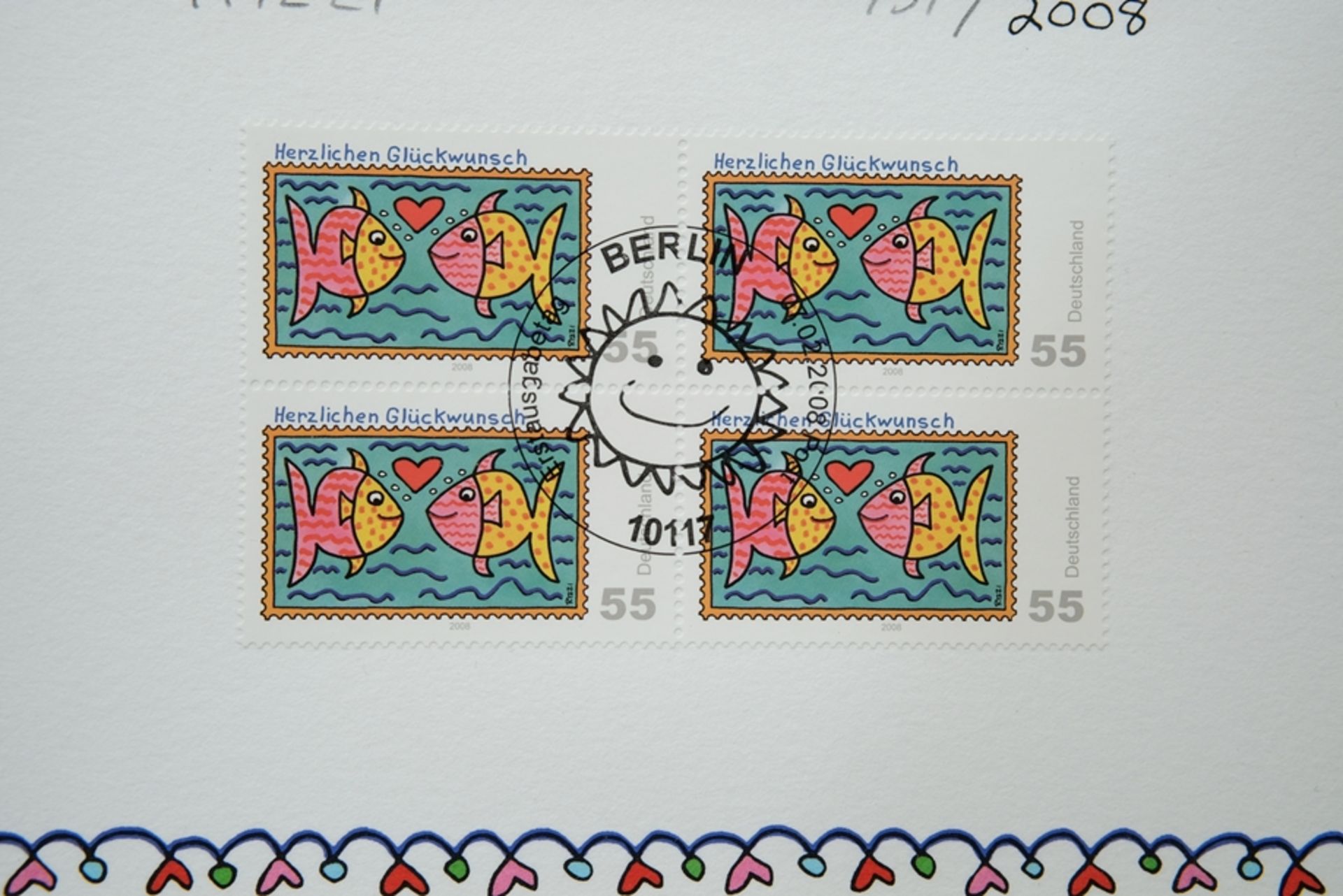 Rizzi, James (1950-2011) "Herzlichen Glückwunsch - Fische", Briefmarken Sonderedition 2008. 3D-Graf - Bild 5 aus 6