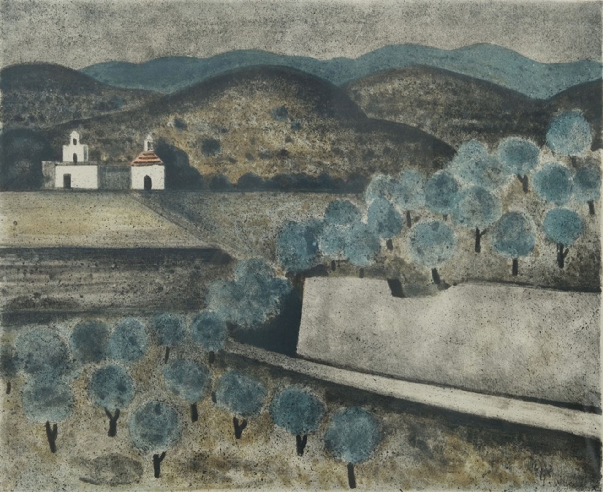 Breiter, Herbert (1927-1999) Südliche Landschaften - Blick zum Meer, 1971, Farblithographie auf Pap