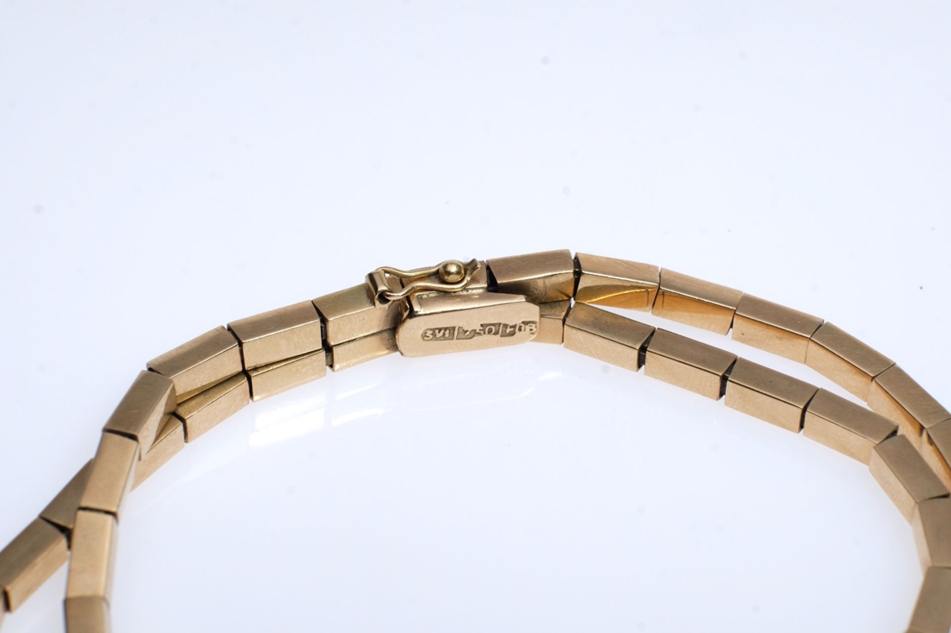 Articulated gold bracelet, 750 GG, two articulated strands that join at the clasp. Push-in clasp wi - Image 2 of 2