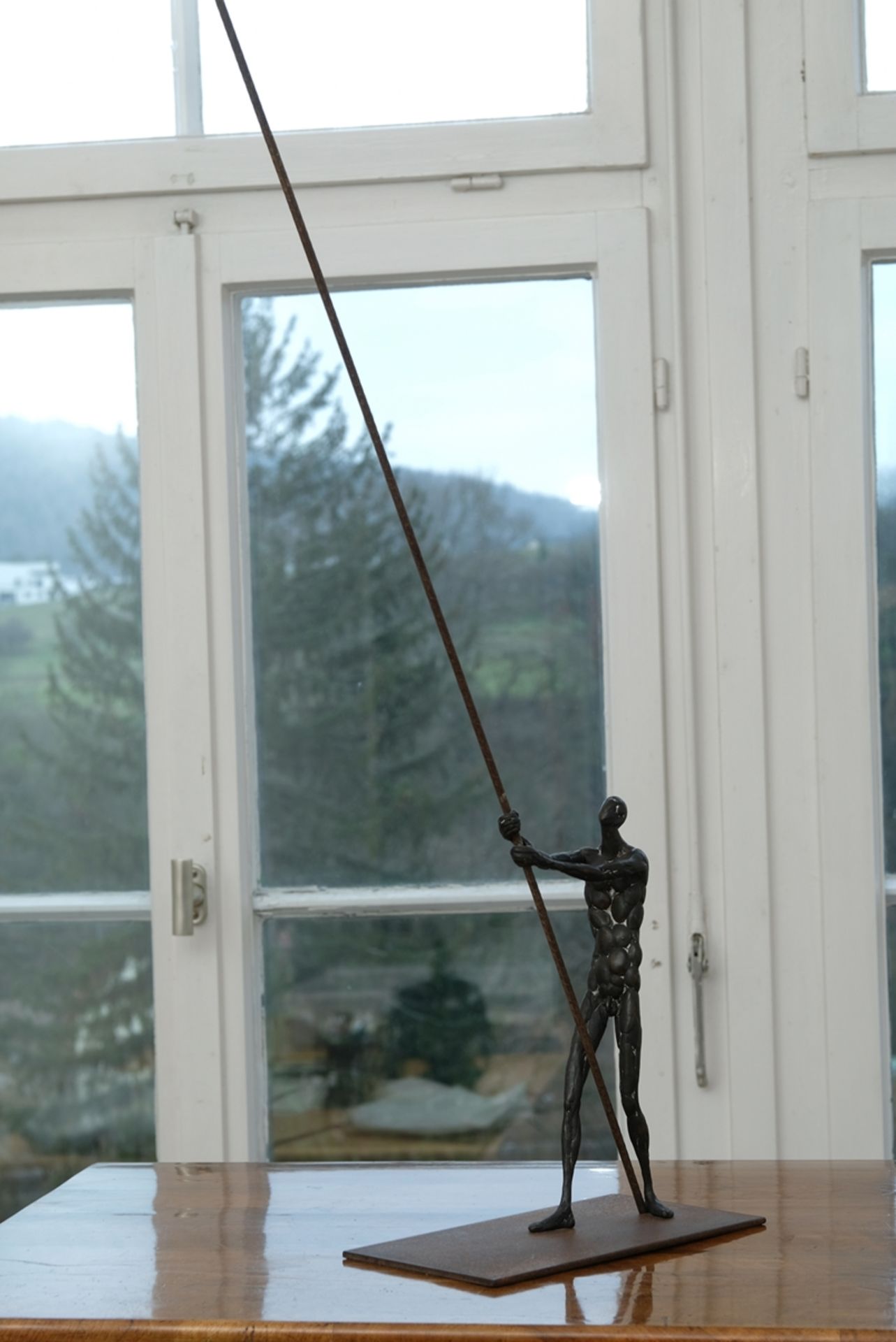 Martin, Roland (born 1927) Standing male nude with pole, on thin plinth. - Image 2 of 6