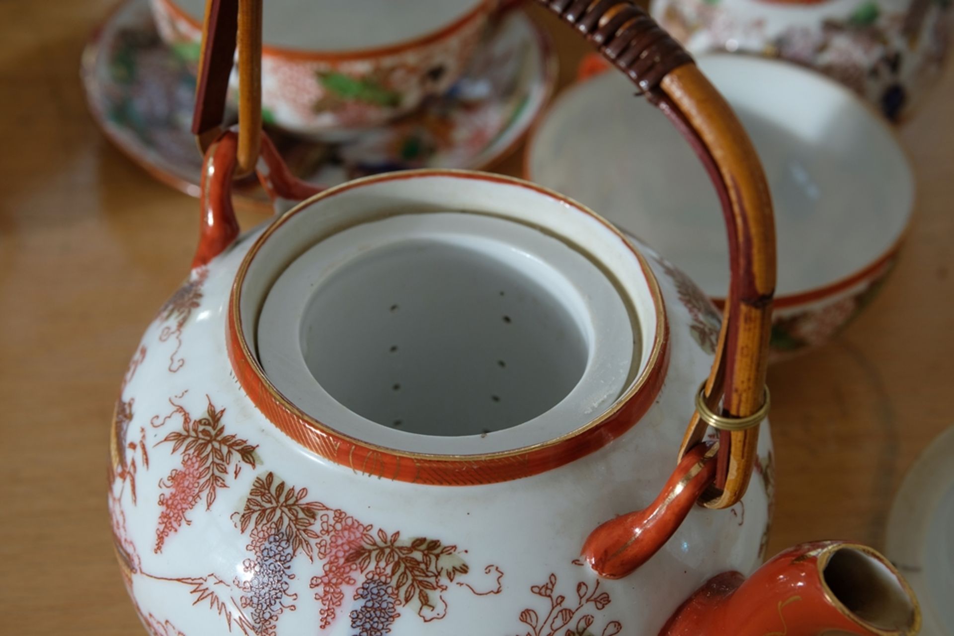 Tea service, Japanese, lid of sugar bowl missing - Image 6 of 6