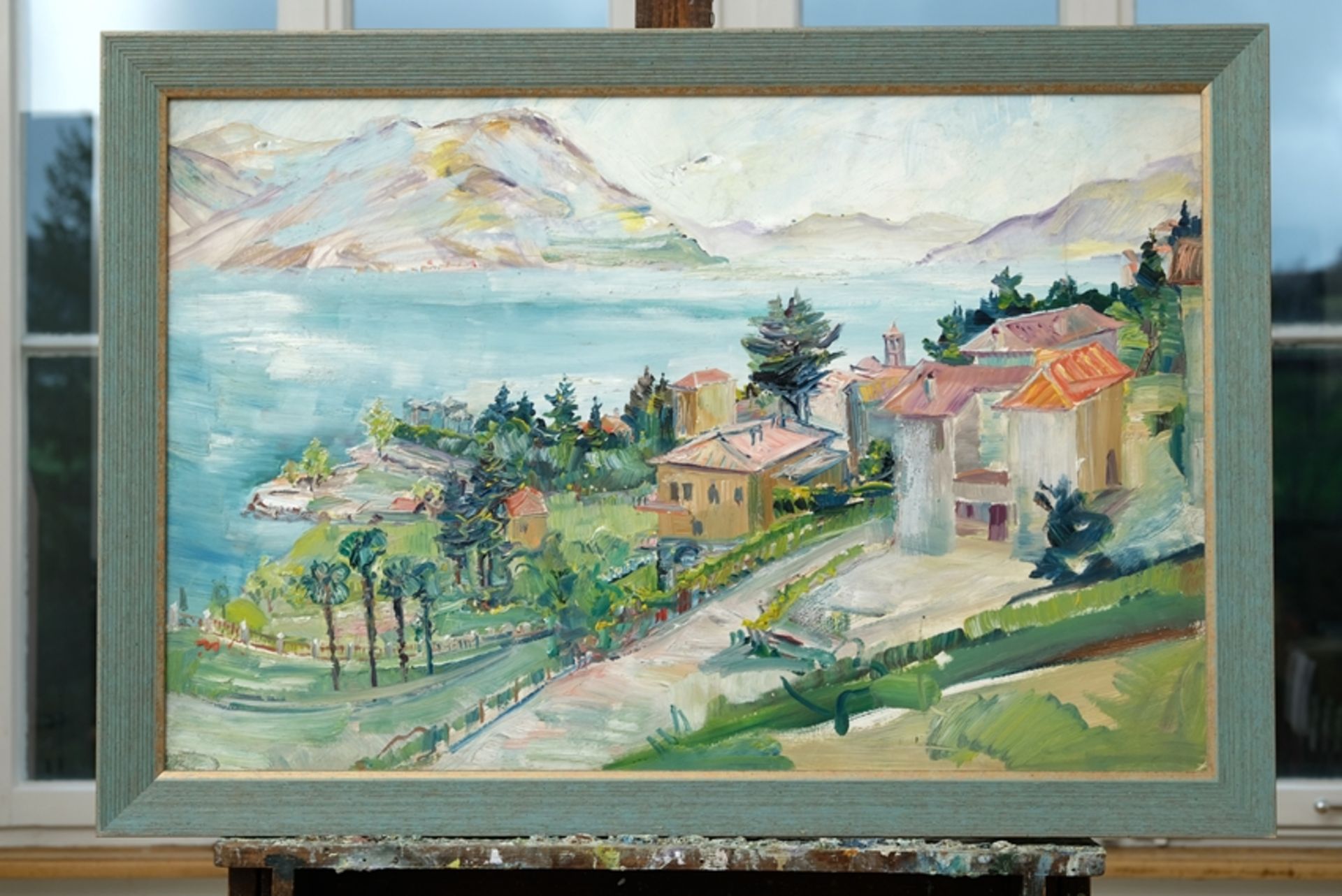 Lange-Brock, August (1891-1978) "Blick auf Brissago", Öl auf Leinwand,  - Bild 2 aus 4